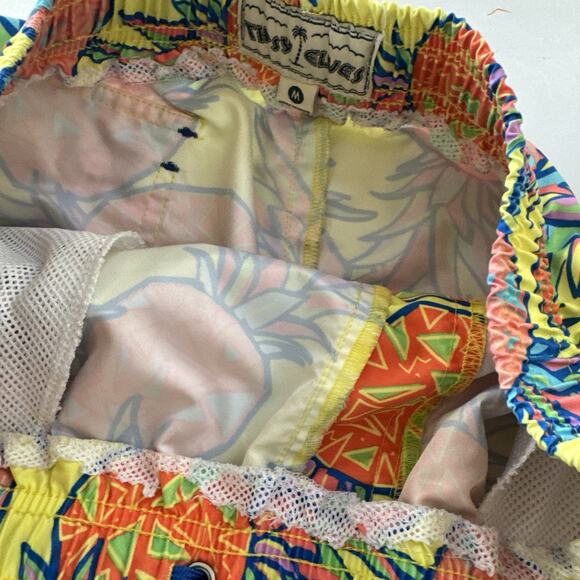 Tipsy Elves Swim Trunks Mens Medium Pineapple All Over Print Beachy Preppy READ - Picture 4 of 9